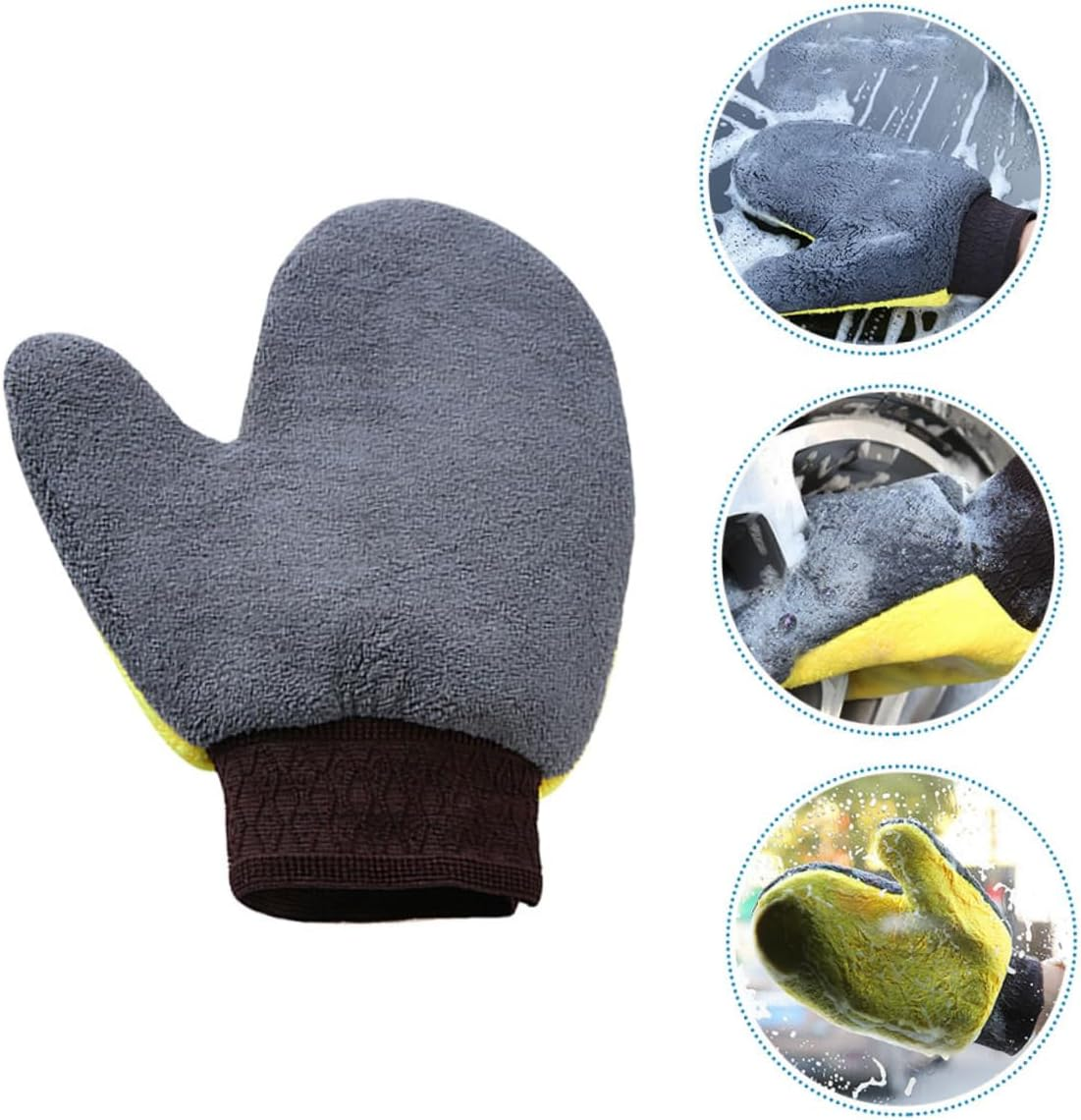 CHILDWEET Car Wash Mitts 2Pcs Set Scratch-Free Coral Fleece Double-Sided Waterproof Gloves for Vehicle Exterior Cleaning and Dust Removal in Automotive Car Care