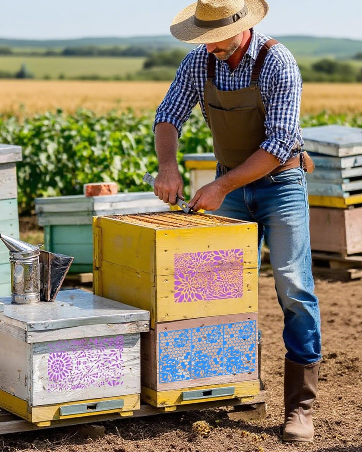 12Pcs Stencils for Crafts Reusable, Flower Leaf Texture Mixed Stencils for Painting, Geometric Spider Web Templates Abstract Layering Spray Paint on Wood Furniture Card Canvas Paper Scrapbook image number 2