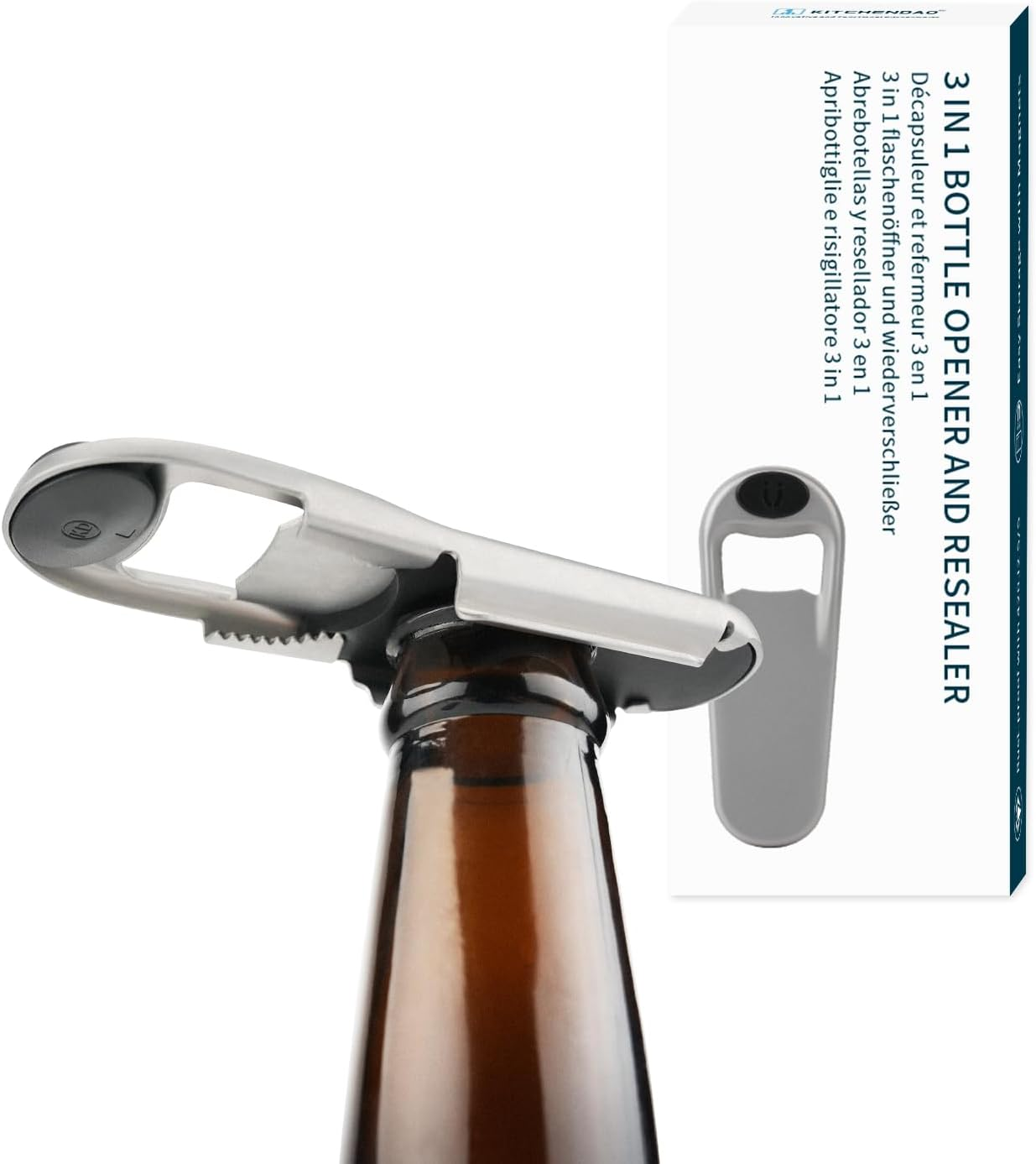 KITCHENDAO 2 in 1 Magnetic Beer Bottle Opener for Fridge and RV with Cap Catcher - Pop Can Opener, Stick to Refrigerator for Easy Storage with Magnet