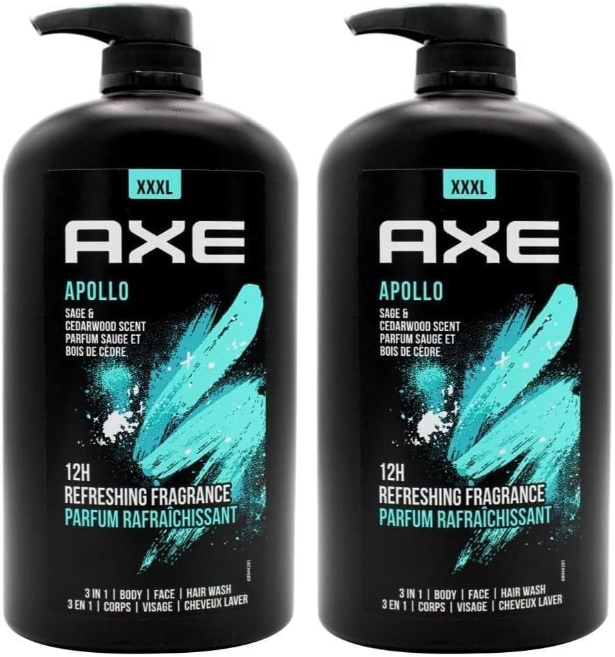 Axe 3-In-1 Apollo Sage & Cedarwood Body, Face and Hair Wash 1 Liter