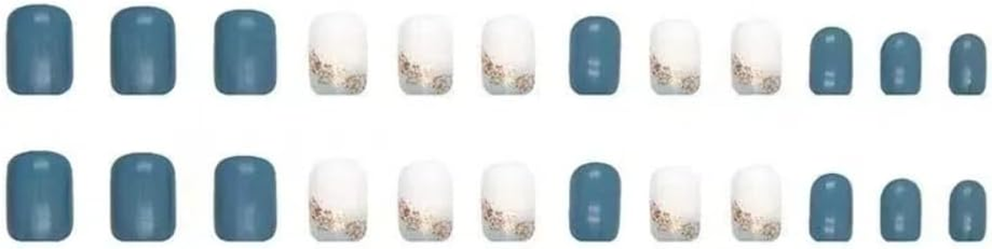 Ztcily False Nails Short Square Blue White False Nails French Short Sleeve Summer Fake Nails Press on Nails for Women Girls Accessories for Birthday Valentine'S Day Wedding