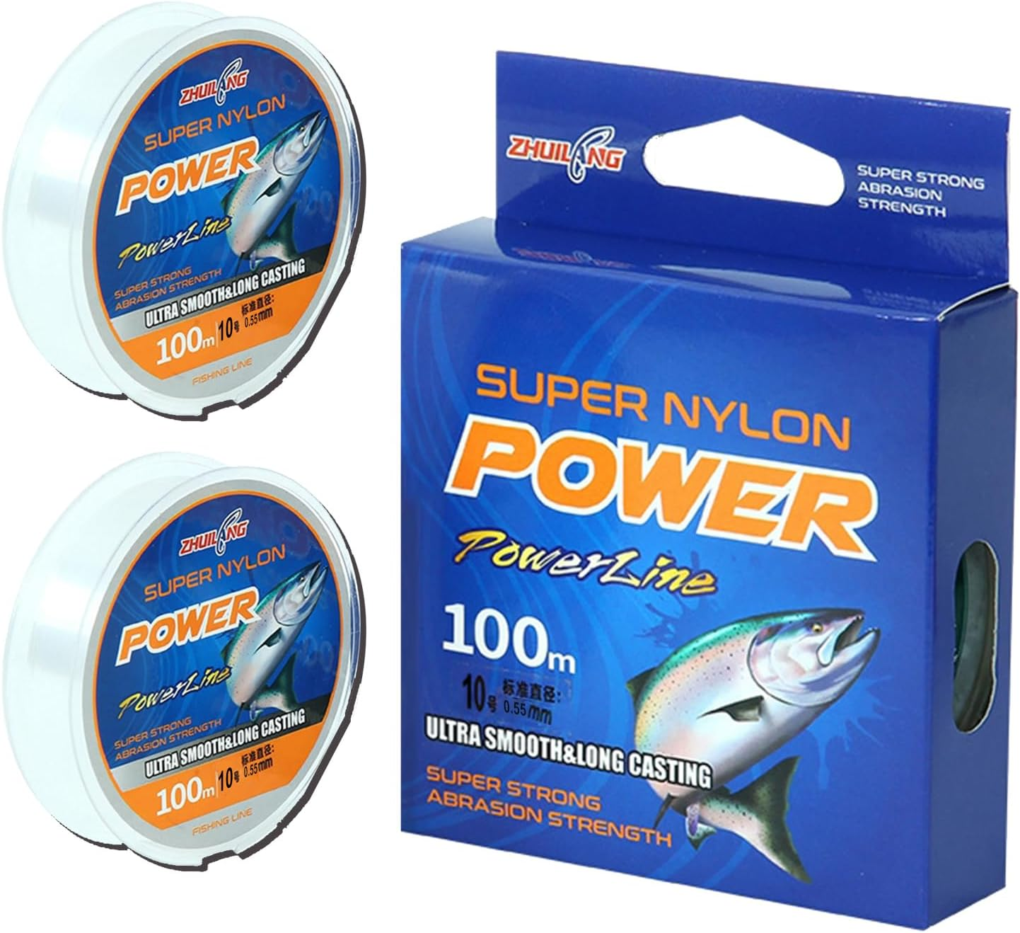 TOOGABBIE 2 Roll 100M Clear Fishing Line, Fishing Wire-Strong Nylon Material for Saltwater and Freshwater Fishing，Low Light Refraction,Super Smooth, Highly Abrasion Resistant