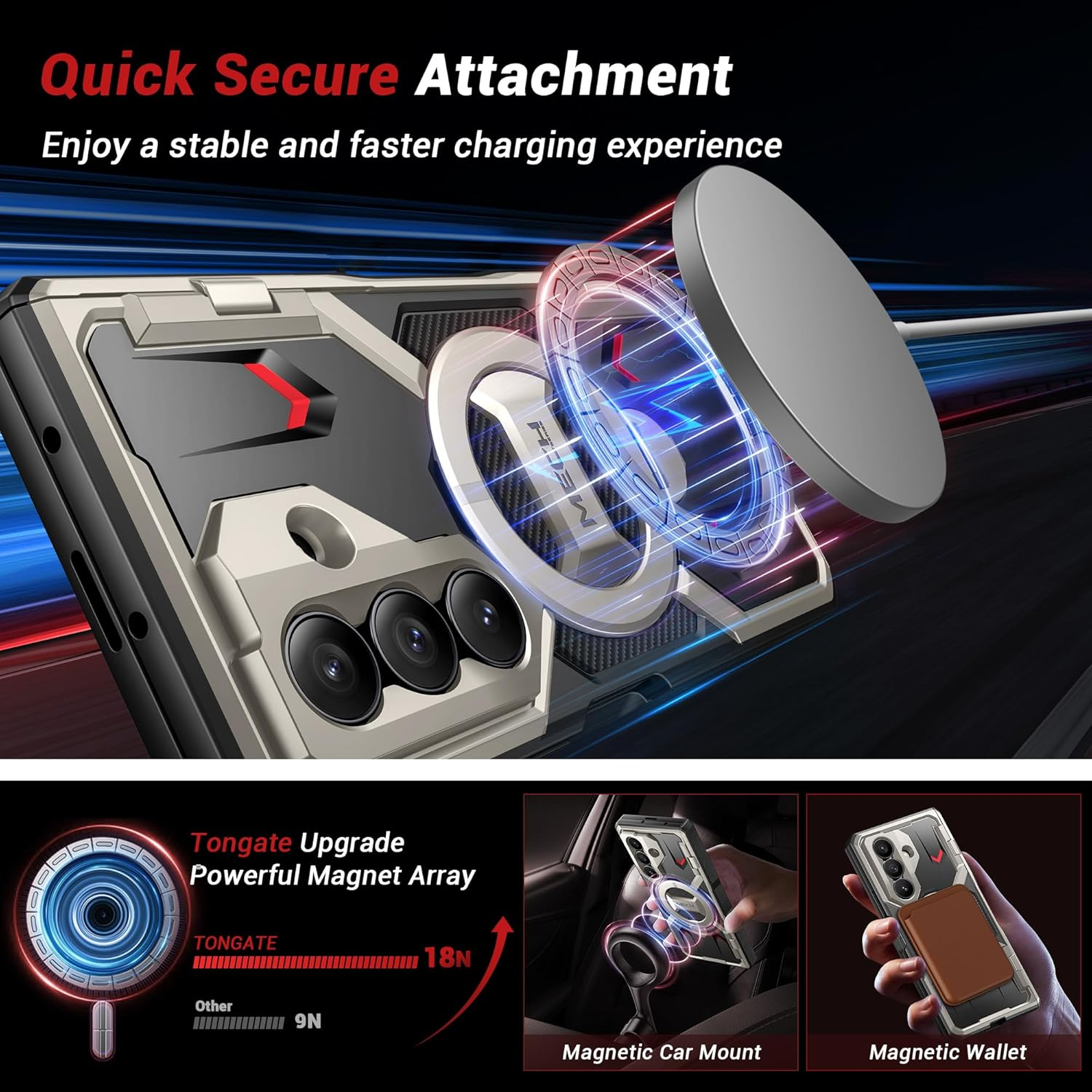 TONGATE 360&deg; Spin Magnetic Stand for Z Fold 7 Case with Privacy Screen Protector, [Compatible with Magsafe] [Anti Spy] [360&deg; Ring Holder] Full-Body Shockproof Case for Samsung Galaxy Z Fold 7, Tigray image number 2