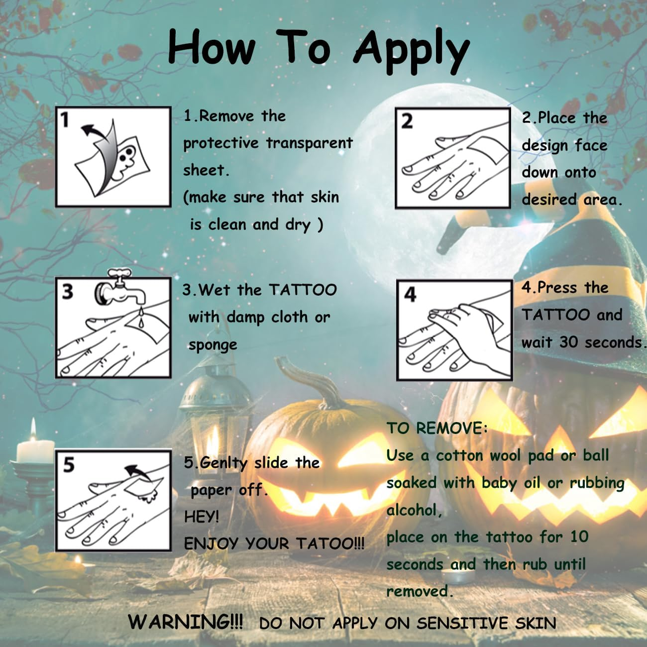 CHARLENT Luminous Temporary Halloween Tattoos for Kids Party Supplies - 100 Styles Glow in the Dark Halloween Pumpkin Ghost Skeleton Tattoos for Boys and Girls, Halloween Party Favors image number 1