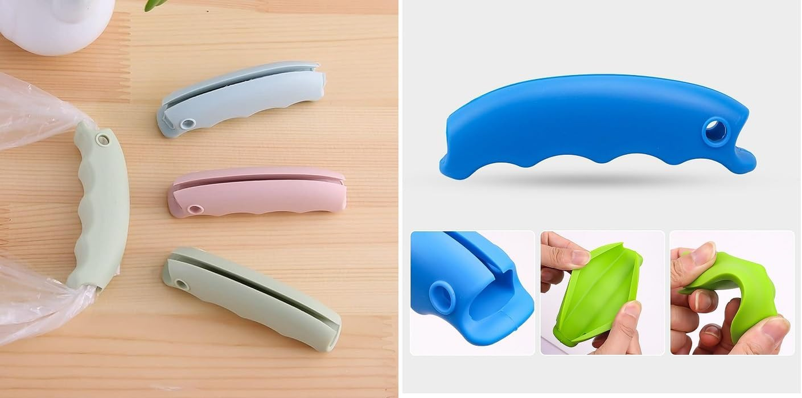 Multiple Silicone Shopping Bag Holder Handle, Durable Lightweight Multi Purpose Secondary Handle Tool, Grocery Bag Carrier Pouch Carrying Handle for Shopping (2 PCS) image number 3