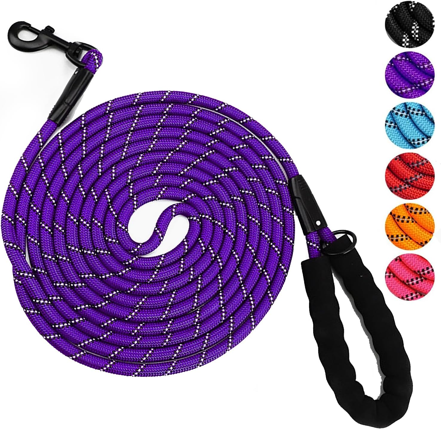 YOBOKO Luminous Explosion-Proof Dog Leash Reflective Strip Pet Dog Lead Leash Dog Chain Super Long 3M Leash for Strong Dogs Outdoor (Purple, 1.2CM X 3M/9.8FT)