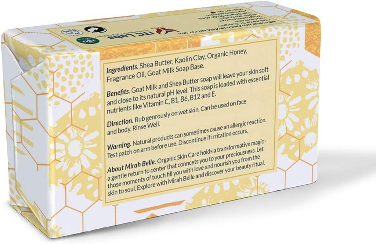 Mirah Belle - Organic Goat Milk, Honey & Shea Butter Sensitive Skin Soap Bar - (Pack of 6-125 Gms) - Unscented, Foe Sensitive Skin. SLS, Paraben, Gmo-Free, 750 Gm image number 3
