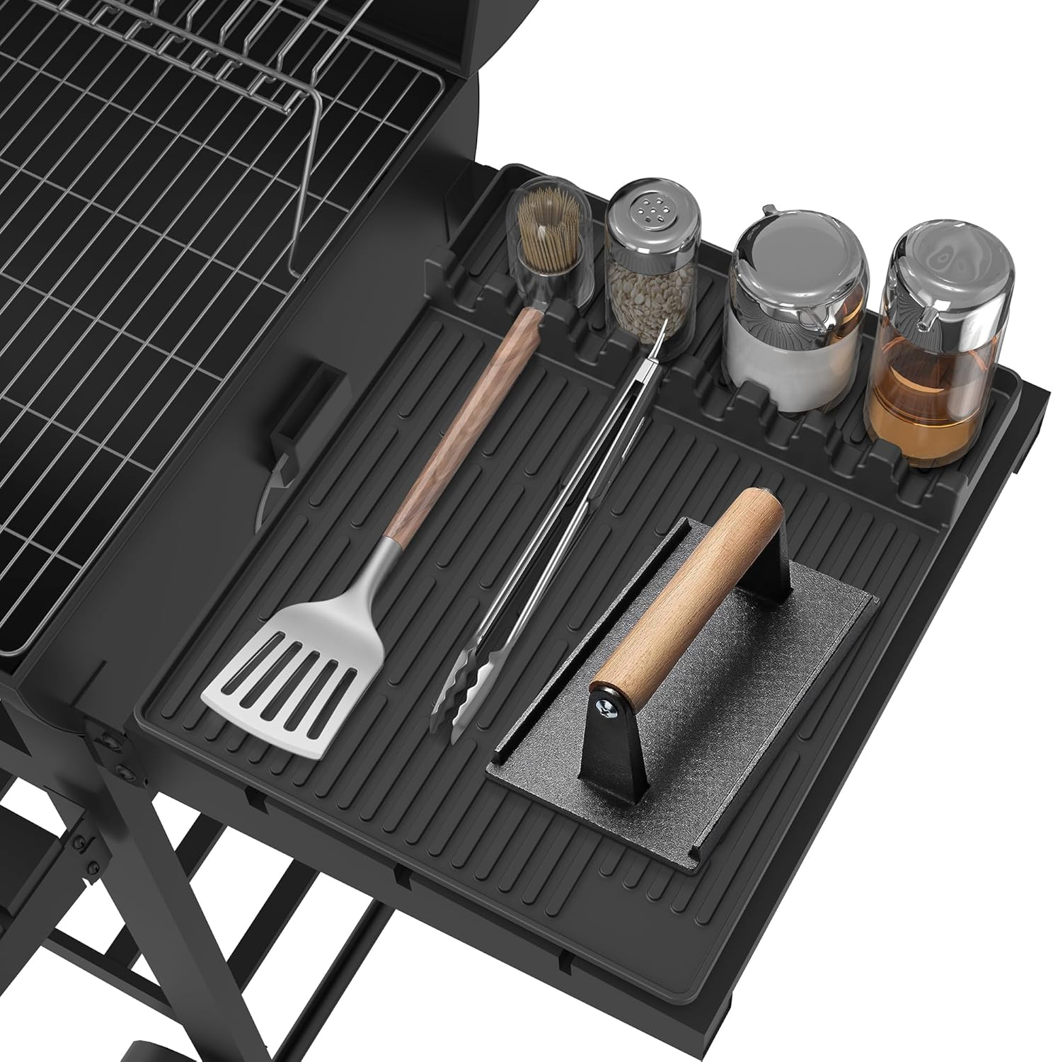 Silicone Griddle Tools Mat for Blackstone - Large Silicone Spatula Mat with Drip Pad - Griddle Mats BBQ Grill Accessories - Side Shelf Mats Grill Pad for Blackstone Griddles Accessories (Orange)