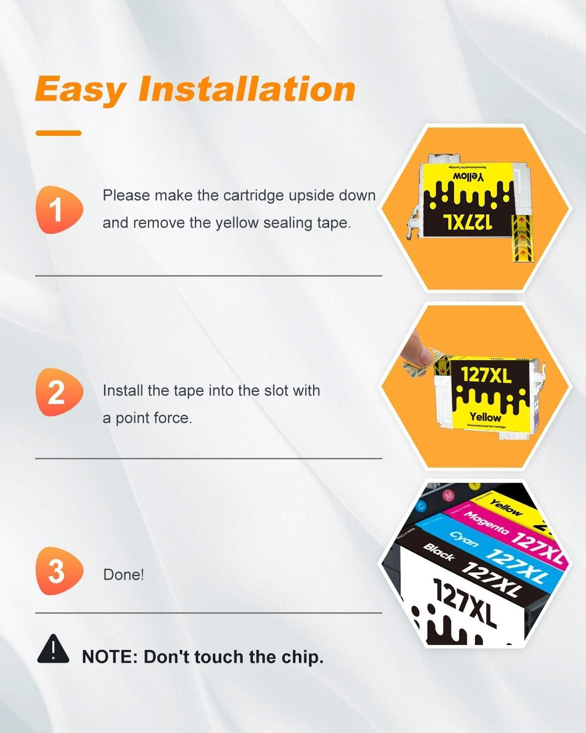 MILEKO 127XL Ink Cartridge Replacement for Epson 127 XL Ink Cartridges T127 Ink for Workforce 60 545 845 645 840 WF-3540 WF-3530 WF-3520 WF-7010 WF-7510 WF-7520 Stylus NX530 NX625 Printer - 2B1C1M1Y image number 3