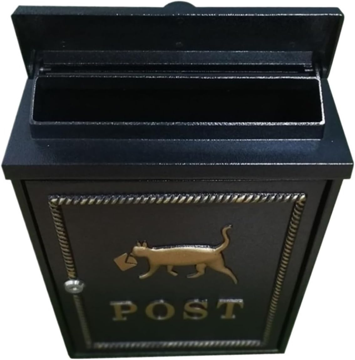 Letterbox Dropbox outside Wall Mount Locking Mailbox with Sturdy Key Lock Outdoor Security Post Box Post Box(Black) - Brown image number 6