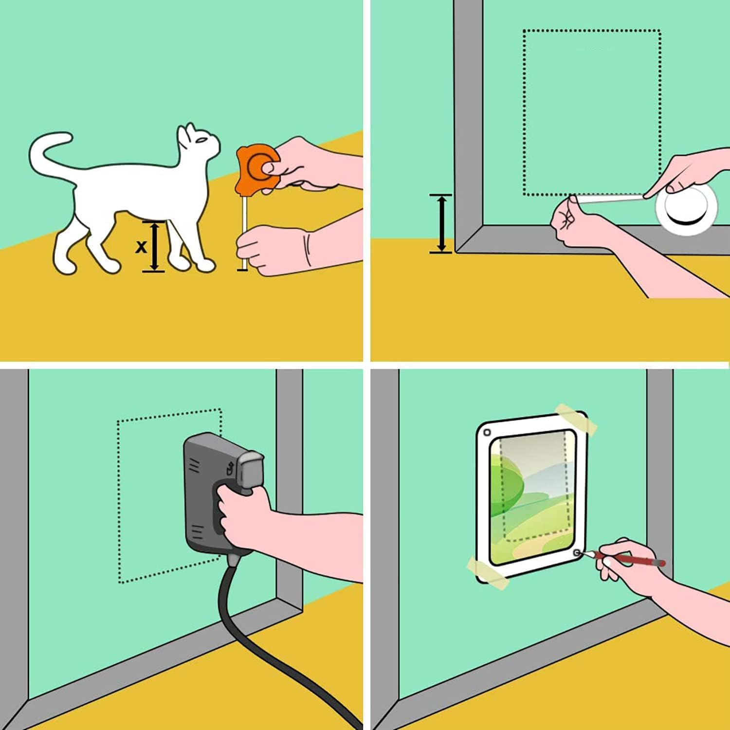 Sailnovo Cat Flap 4 Way Magnetic Closure for Cats, Small Dogs 19 X 20 X 2 Cm Dog/Cat Door/Pet Flap, Easy to Install with Telescopic Frame image number 6