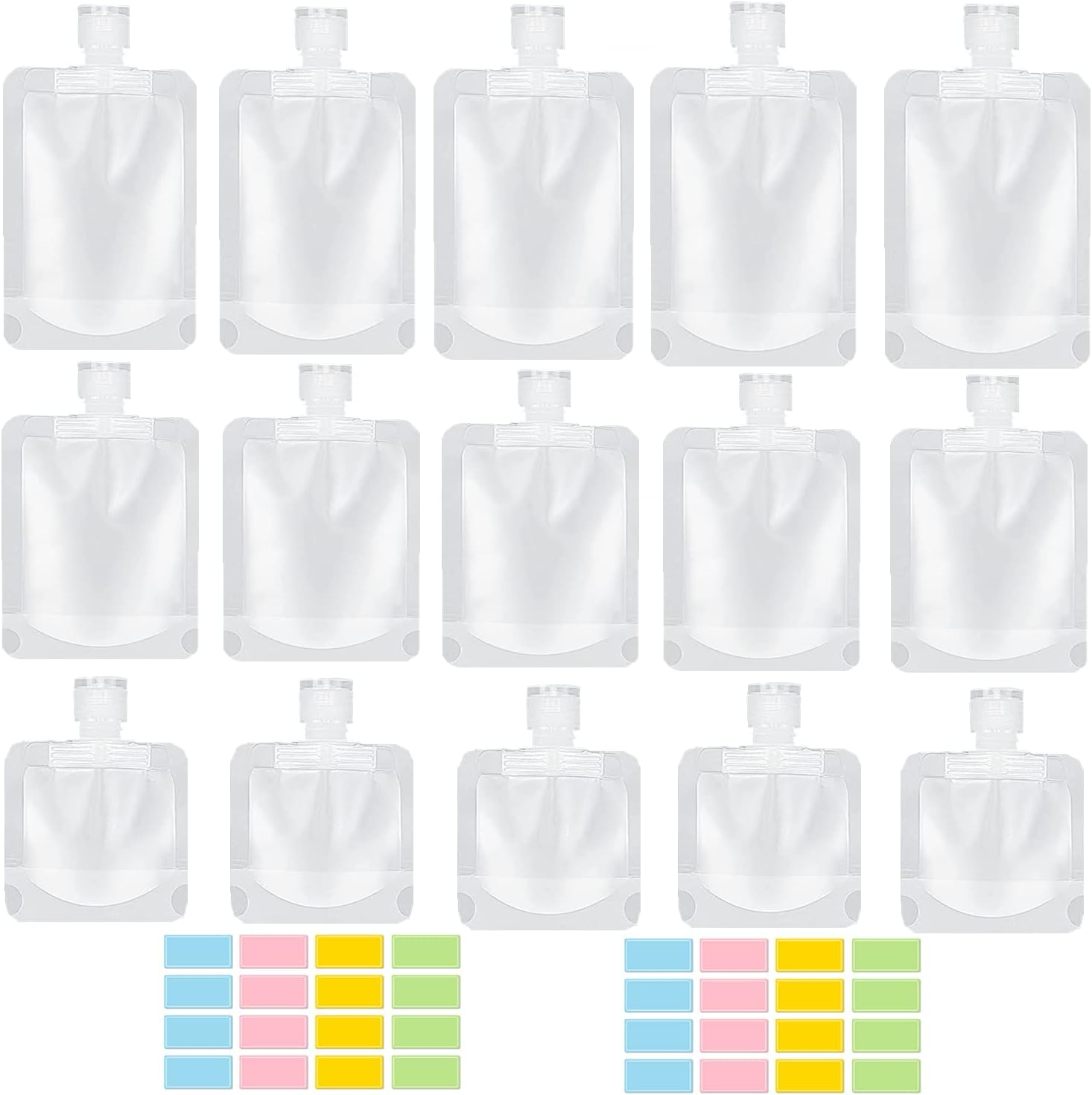 17 Pack Travel Pouches for Toiletries,Tsa Approved,Travel Size Portable Containers,Stand up Pouch,Refillable Travel Accessories for Shampoo Conditioner Lotion Soap Liquids, White, B-17Cs image number 2