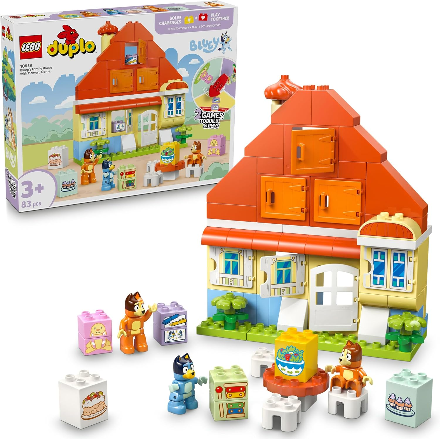 LEGO&reg; DUPLO&reg; Bluey: Bluey&rsquo;S Family House with Memory Game 10459 2-In-1 Interactive Toy Combines Family Recall Fun with Pretend Play Inspired by the TV Show, Toy for Ages 3 Plus image number 6