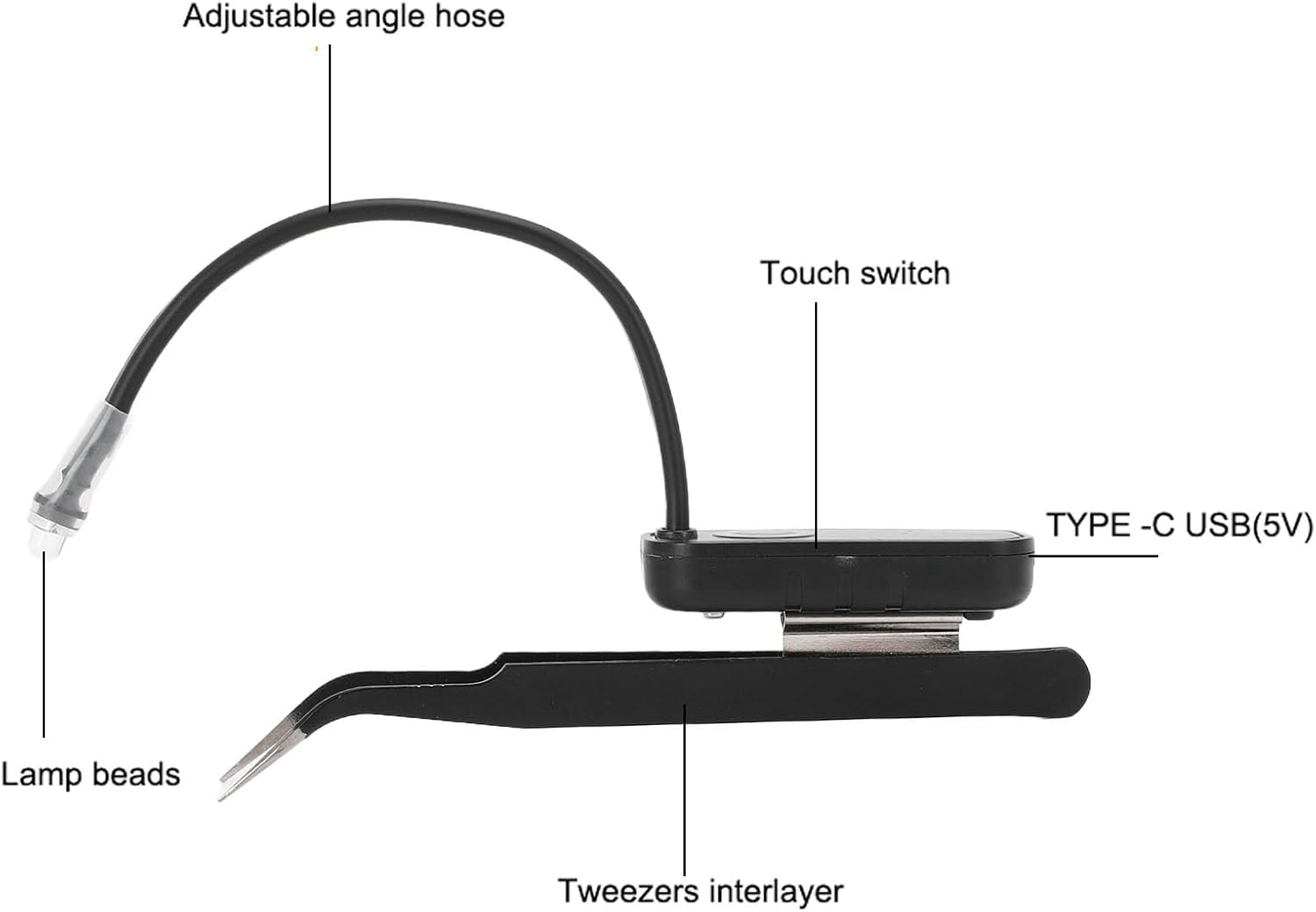 Cocoarm Eyelash Extension Tweezer Light, Handheld 1W 405Nm LED Flash Cure Lamp with with Flexible Hose Glue Curing Tool for Hhome Beauty Salon image number 4