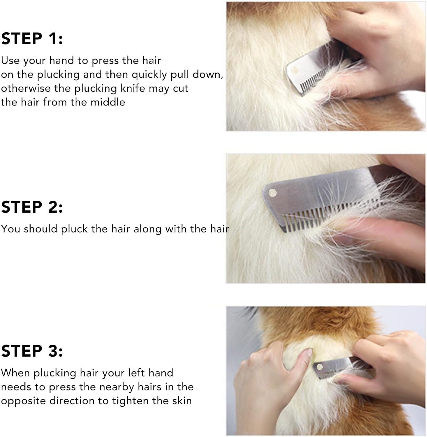 Pet Grooming Supplies, Eliminate Knots Professional Dog Stripping Knife Stainless Steel Promote with Handle for Dogs image number 2