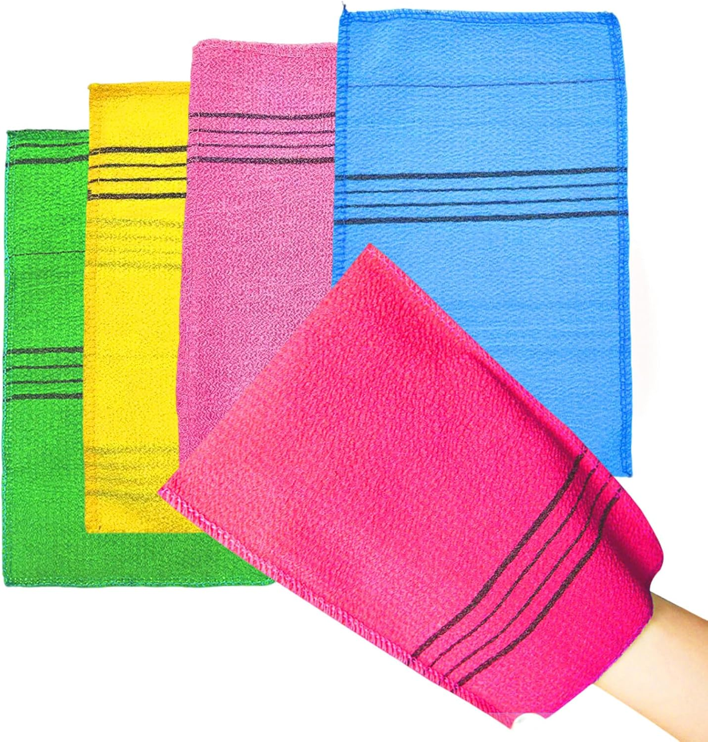 BGENHPON Korean Exfoliating Mitt Large Size 5 Colors Back and Body Exfoliating Washcloth for Removing Dry Skin Reusable Exfoliator for Smooth Skin (Mix 5) image number 1