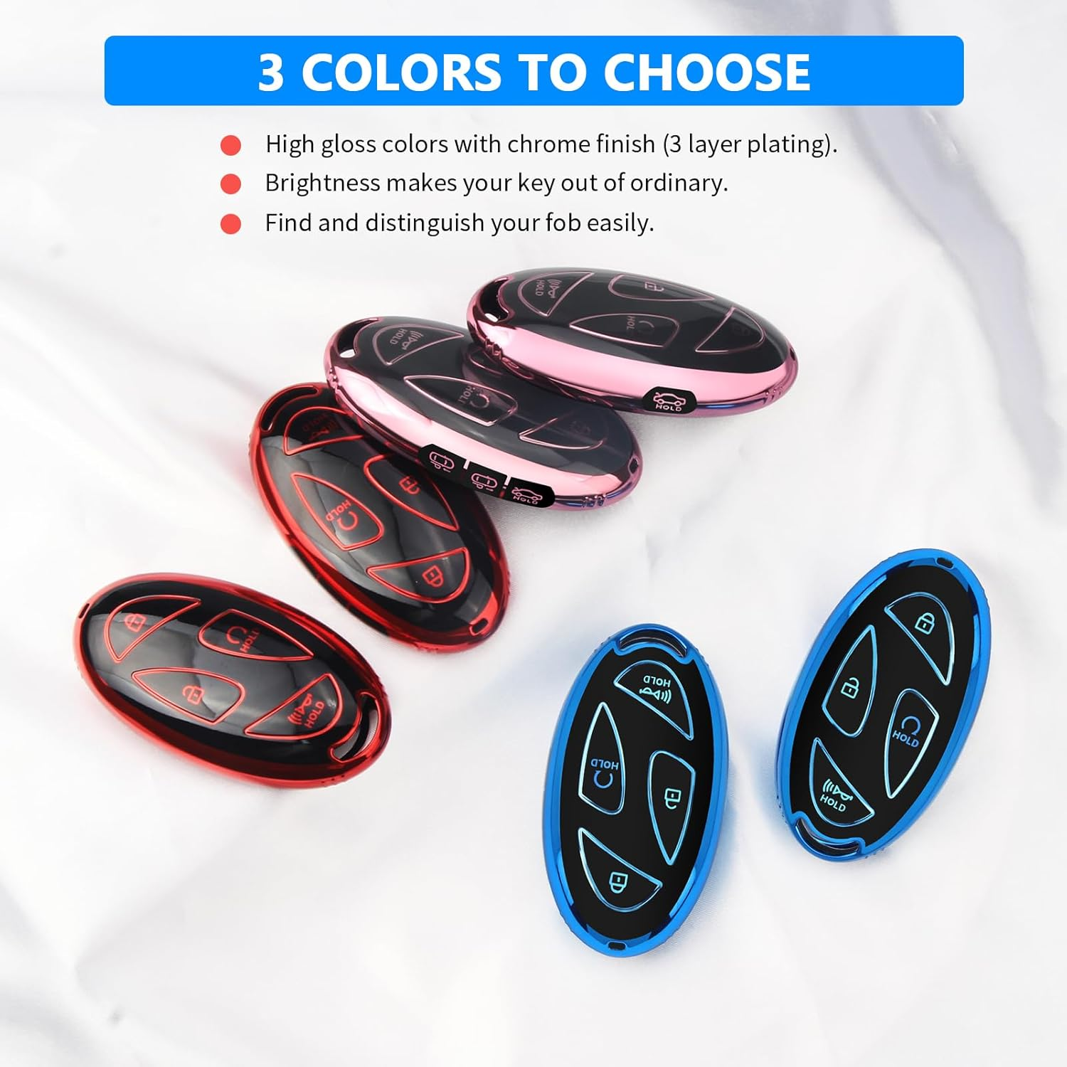 QBUC for Hyundai Kona Key Fob Cover,Key Case for Hyundai Ioniq 6 Grandeur GN7 KONA Elanrtra Sonata Tucson 2023 2024 2025 Santa Fe Smart Key Protector with Keychain(Red, 7 Buttons)