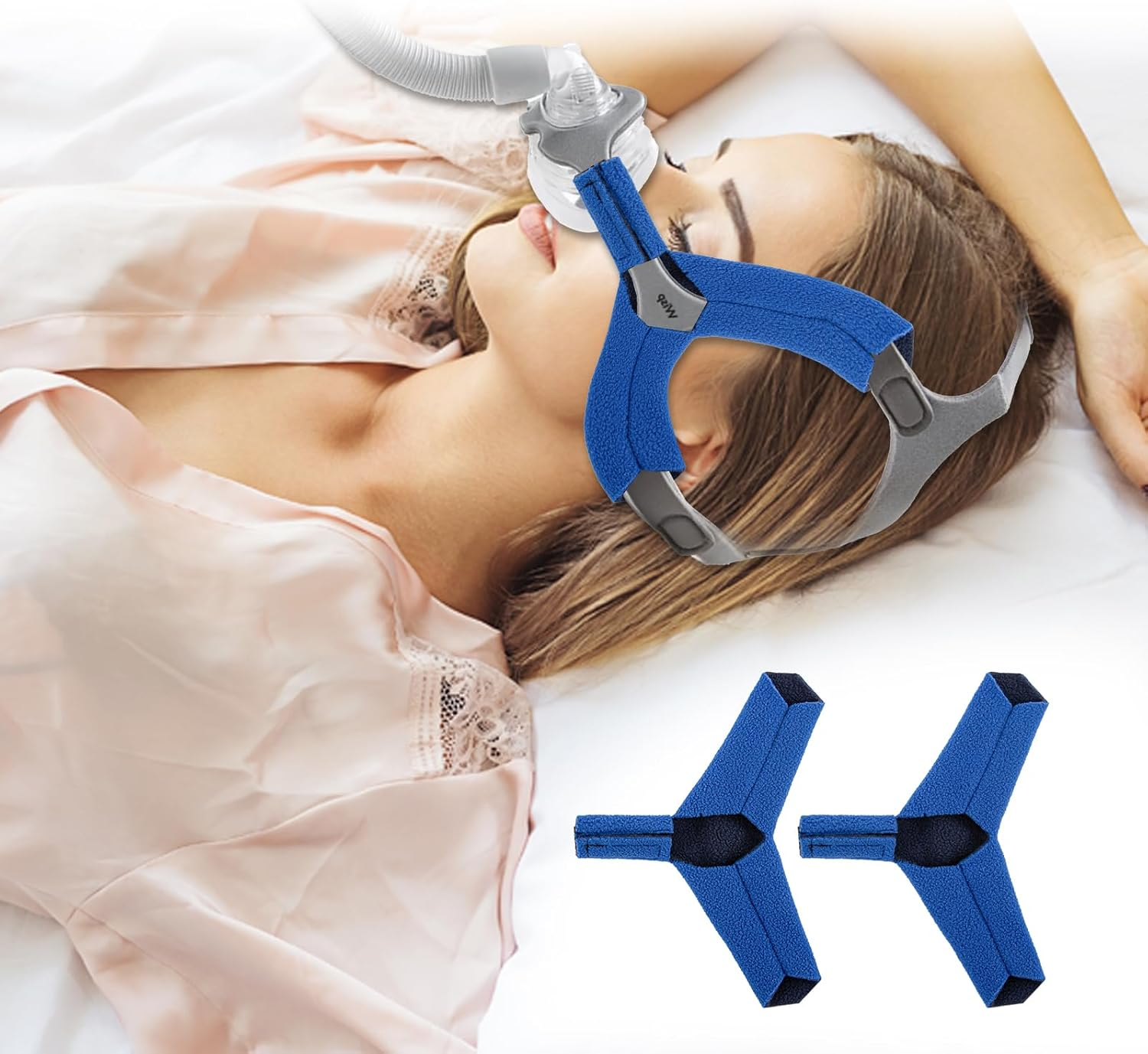 2 Pack Strap Covers Headgear Pads Compatible with Resmed Airfit N20 or Respironics Wisp Nasal Mask Y Strap Cover Reduce Red Marks image number 3