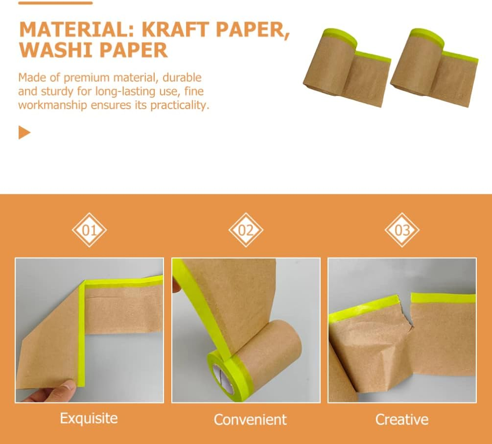 DOITOOL 2Rolls Masking Paper for Paint Protection Meters Car Furniture Covering Tape Upholstery Shelter Protection Paper Automotive and Furniture Painting image number 5