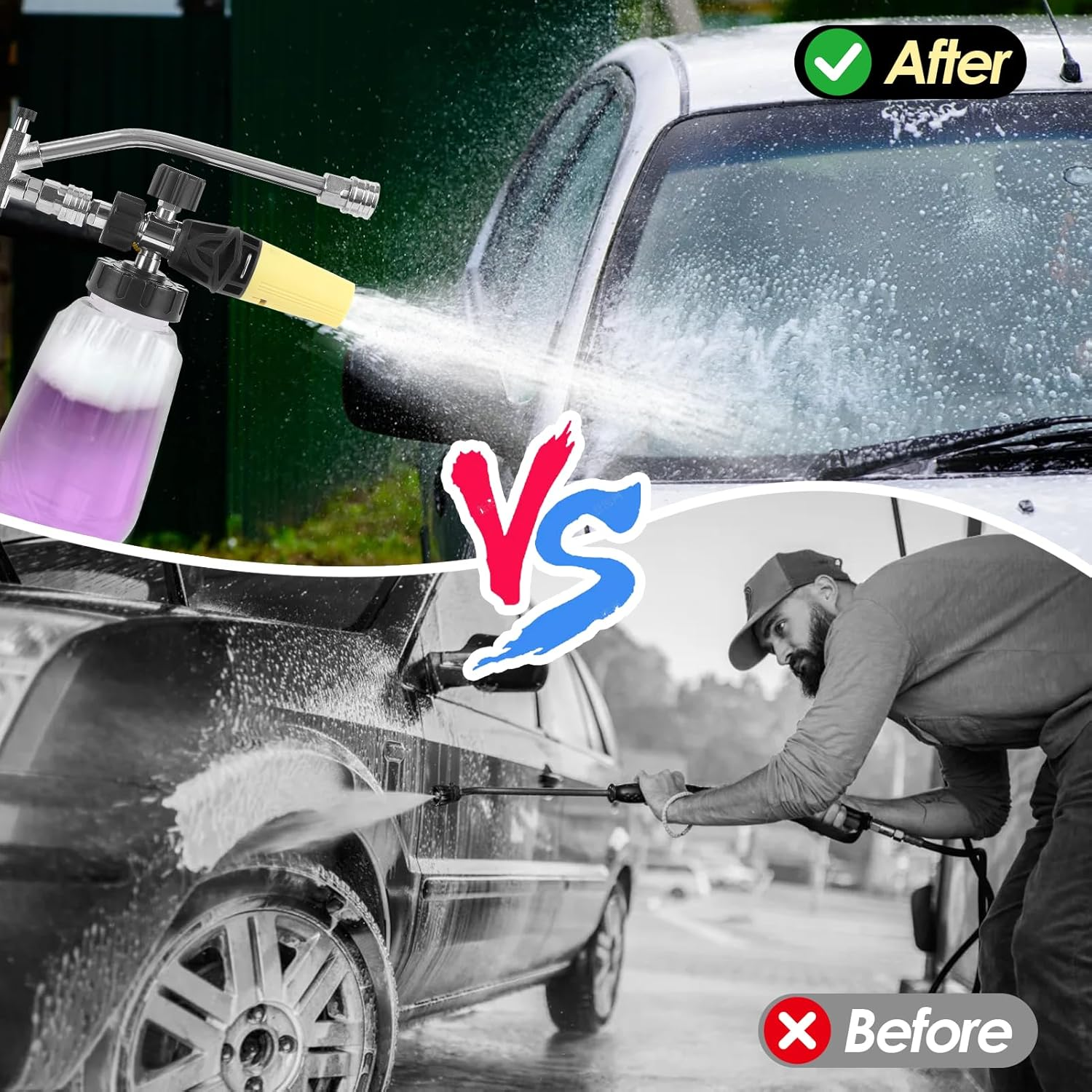 Pressure Washer Foam Cannon Kit with Double Connector Foam Cannon Car Wash Foam Gun with 7 Nozzles for Car Washing and Cleaning image number 5