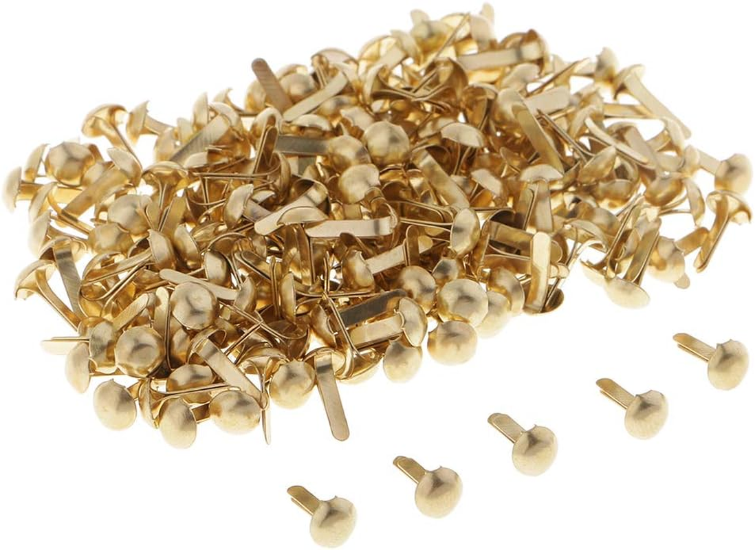 F Fityle 200 Pieces 4.5Mm round Head Split Pins Metal Brads Paper Fastener Decorative Brad for Scrapbooking DIY Craft Decoration - Bronze