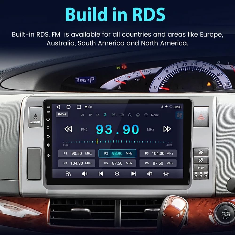 Android 15 Car Stereo for Toyota Estima/Tarago 2006-2016 Wireless Carplay Android Auto 10.1" Touch Screen Double Din Car Radio Hifi GPS Wifi Bluetooth FM RDS Backup Camera Mirror Link SWC 2+32G image number 6