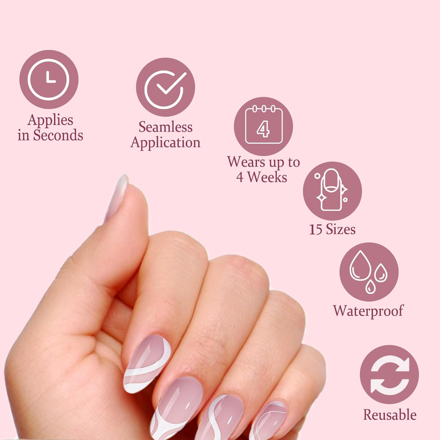 Nail Tips Set, 450PCS Nail Tips for Acrylic Nails, Full Cover French Ballerina Nail Tips Fake Nails, Soft Gel Fake Nails Tips, Soak off Fake Nail for Nail Tips Art Salons and Home DIY, 028 image number 5