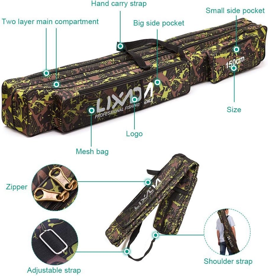 Mingzhe Fishing Bag Double Layer Large Capacity Fishing Rod Tackle Bag 120/150Cm image number 6