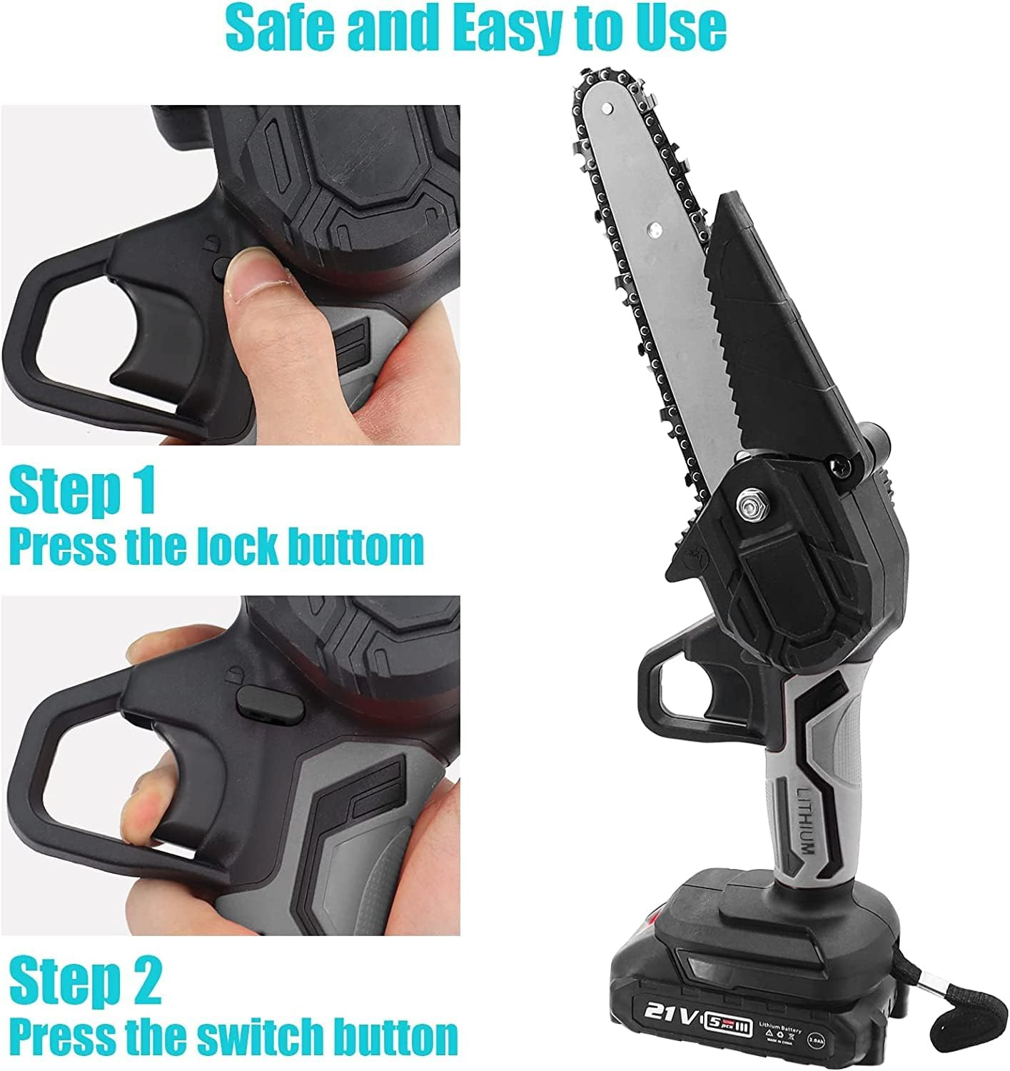 HITRENDS Mini Chainsaw Cordless 6 Inch, Mini Electric Chainsaw Pruning Saw, Handheld Rechargeable Chainsaw for Branch Wood Cutting Garden Tree Logging Trimming - Red image number 7