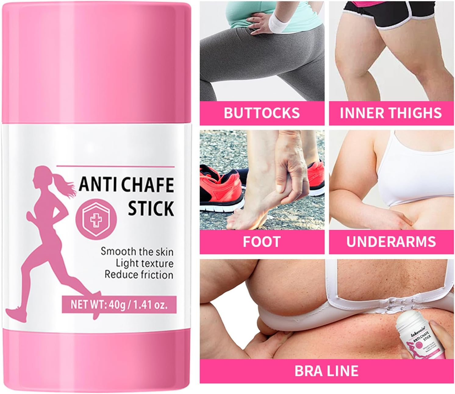 Waterproof & Sweat-Proof Anti-Chafing Stick - Unisex Non-Greasy Glide Balm for Thigh, Leg & Arm Friction Prevention, Natural Anti-Friction Protection for Sports and Running Activities (3 PCS) - 2 Pcs image number 4