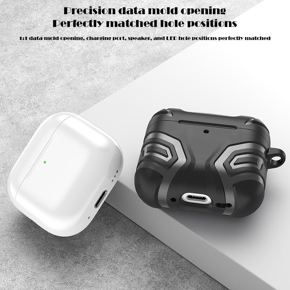 Mizi [Design Patent] Rugged Case for Air Pods 4Th Generation/Air Pods 4 with Active Noise Cancellation (ANC) (2024) with Cleaner Kit, Full Body Shockproof Hard Protection Design - Black image number 3