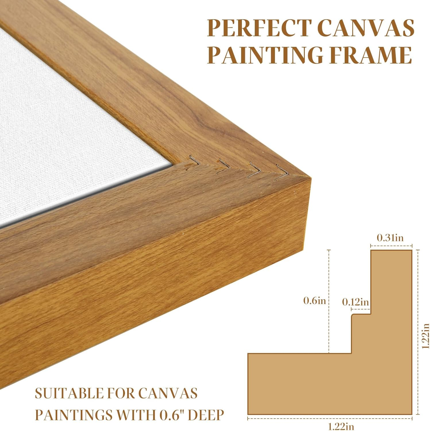 LDHHYH 2 Pack Floater Frame for 12X16 Inch Canvas Painting, Solid Floating Frame for 0.6&rdquo; Deep Canvas, Wall Art Painting Frame for Living Room Bedroom Office - Walnut image number 3