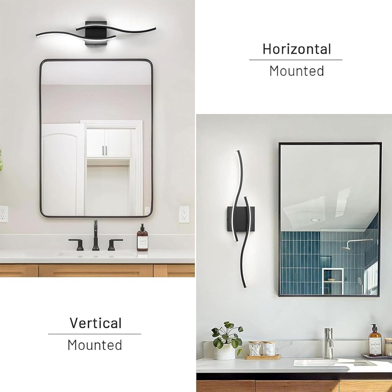 LED Vanity Mirror Wall Light 5000Mah Battery Operated Indoor Wall Sconce USB Modern Wave Shape Design Wall Lighting Fixtures Wall Lamp for Living Room Hallway Bedroom (120Cm,White White Light) XXZ image number 6