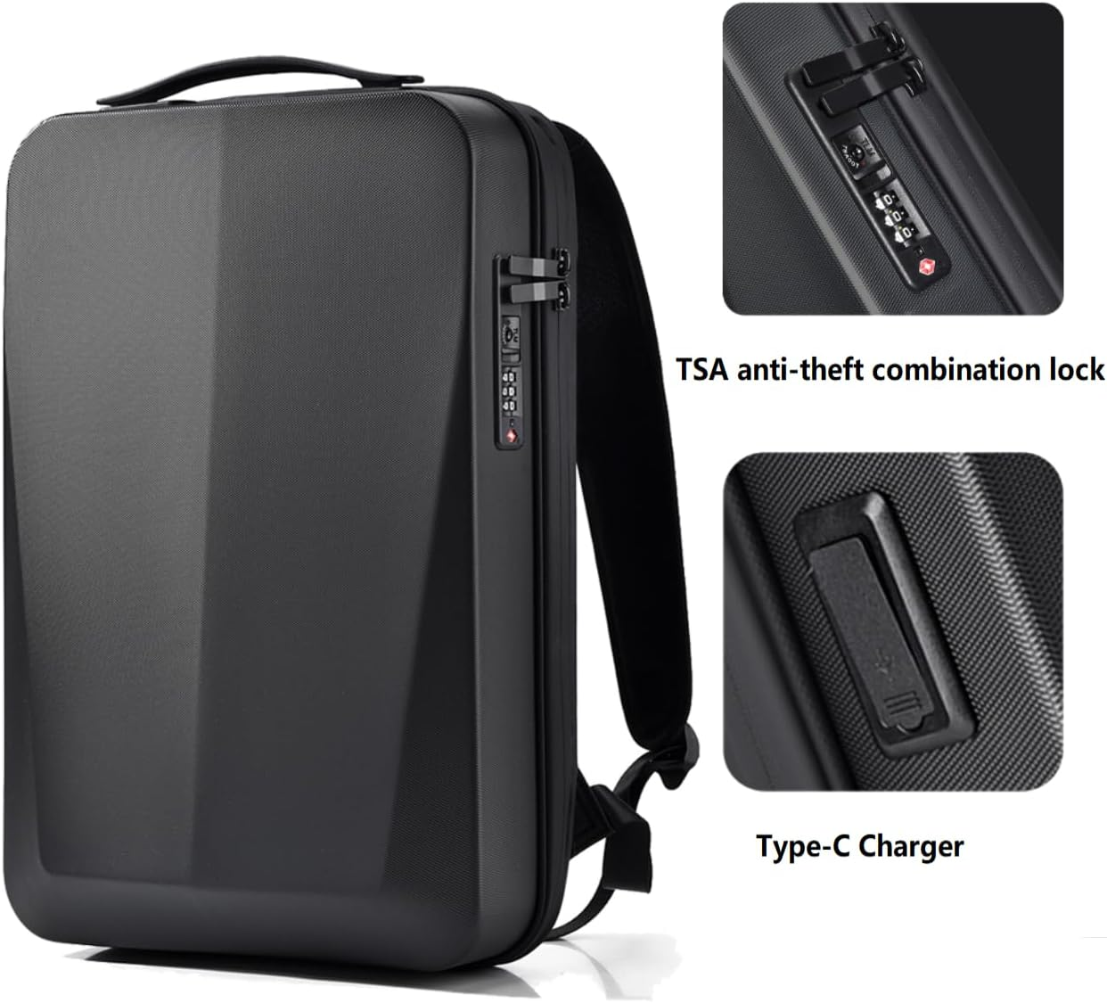 OGOEEN Starlink Mini Travel Bag, Anti-Theft & Water-Resistant Backpack for Starlink Dish and All Accessories, Fits for Camping, RV Trip 17 Inch, Black, 17.5*12.0*3.9In, Hard Shell Backpack image number 5