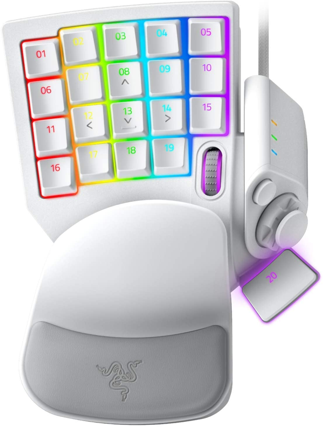 Razer Tartarus Pro Gaming Keypad: Analog-Optical Key Switches - 32 Programmable Keys - Customizable Chroma RGB Lighting - Variable Key Press Pressure Sensitivity - Mercury White RZ07-03110200-R3M1 image number 6