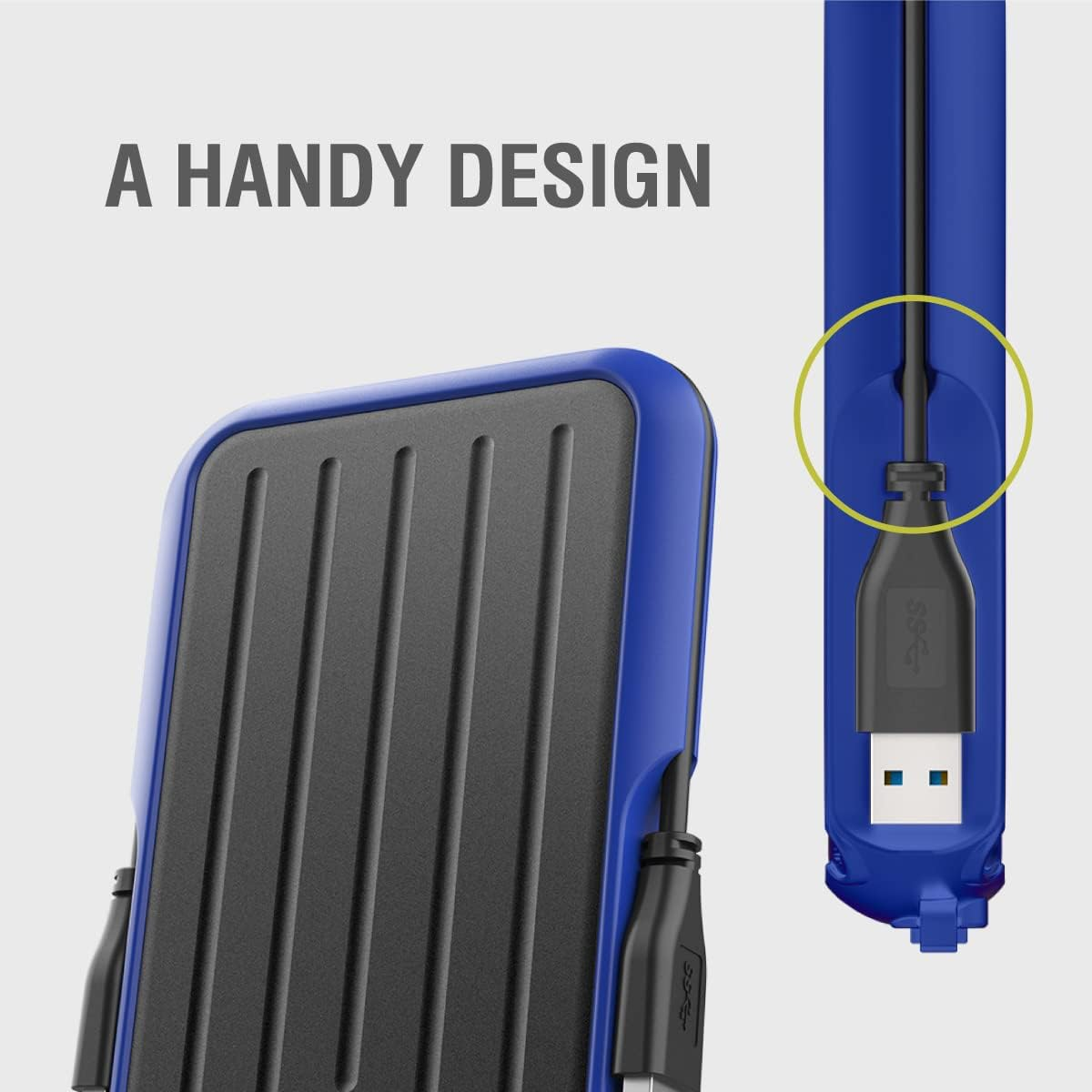 Silicon Power Armor A66 2TB Rugged External Hard Drive, Military-Grade Shockproof Water-Resistant USB 3.0 Portable HDD for PC Mac Laptop Computer - Yellow - Black, 1Tb image number 2