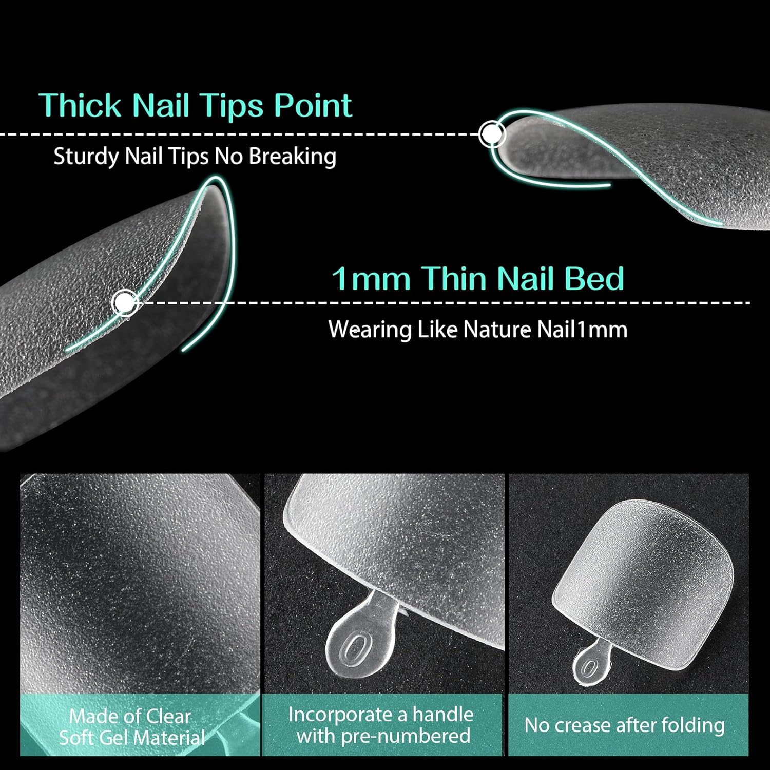 UNA GELLA Nail Tips, 312 Pieces, 12 Sizes, Square, Short Toenails for Sticking image number 1