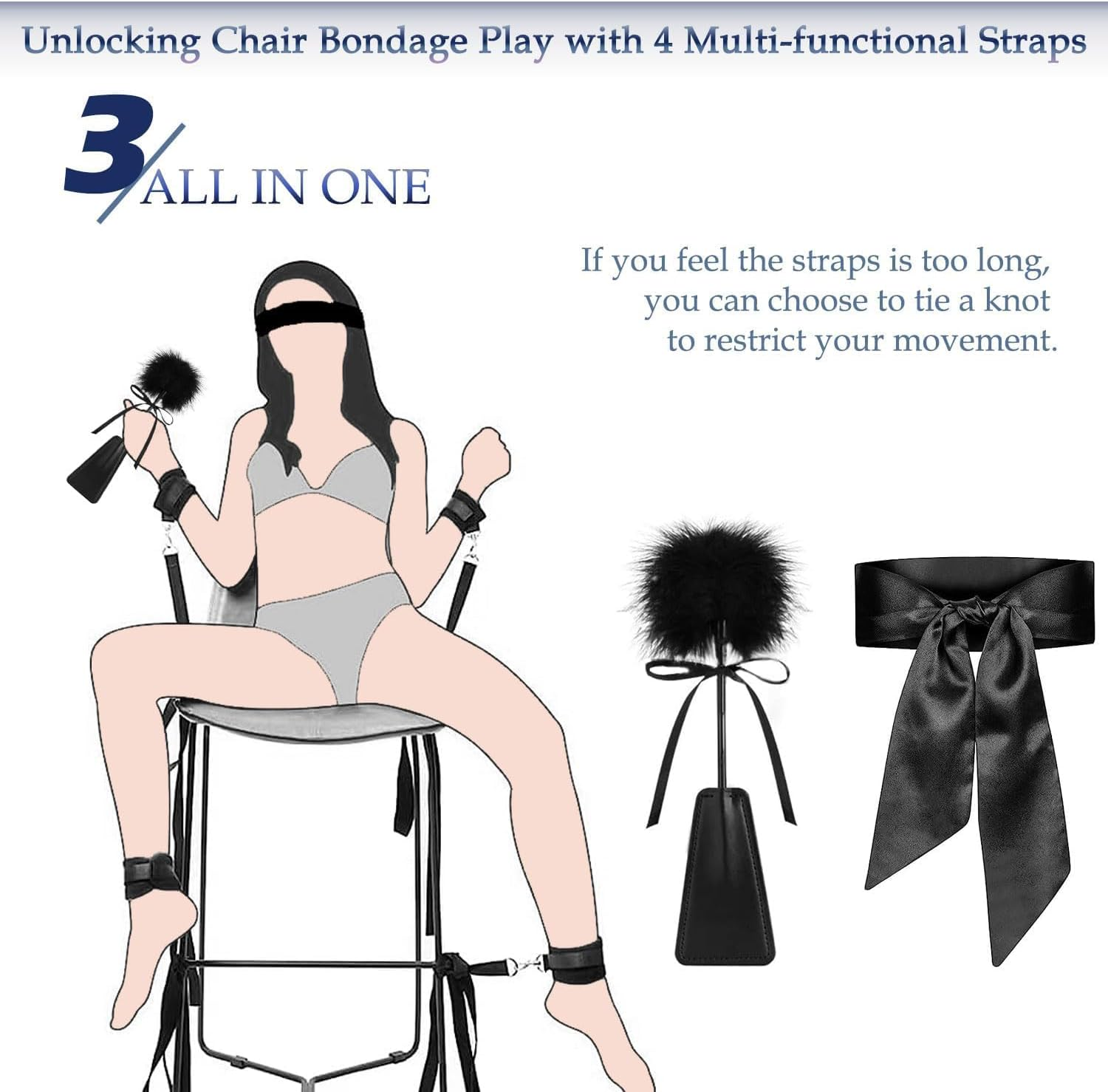 Sex Bondage Restraints BDSM Toys, Bed Restraints Couple Sex Toys with Sex Straps Bondage Cuffs Blindfold & Feather BDSM Kit image number 3