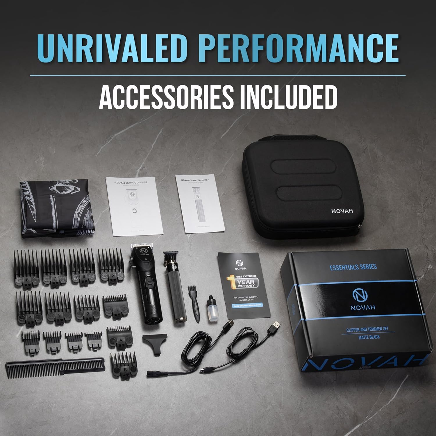 Novah Professional Hair Clippers for Men, Professional Barber Clippers and Trimmer Set, Mens Cordless Clipper, Fade Haircut Kit, Electric Hair Cut Machines image number 4