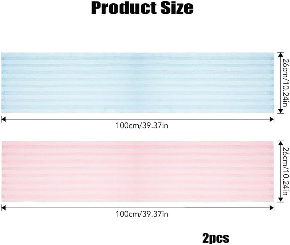 2Pack Sima Exfoliating Towel,Long Back Towel Exfoliating Bath Towel,Japanese Exfoliating Towel,Body Wash Towel Strong Shower Bath Japanese Back Scrubber Great Lathers Exfoliating Cleansing (Blue+Pink) image number 6