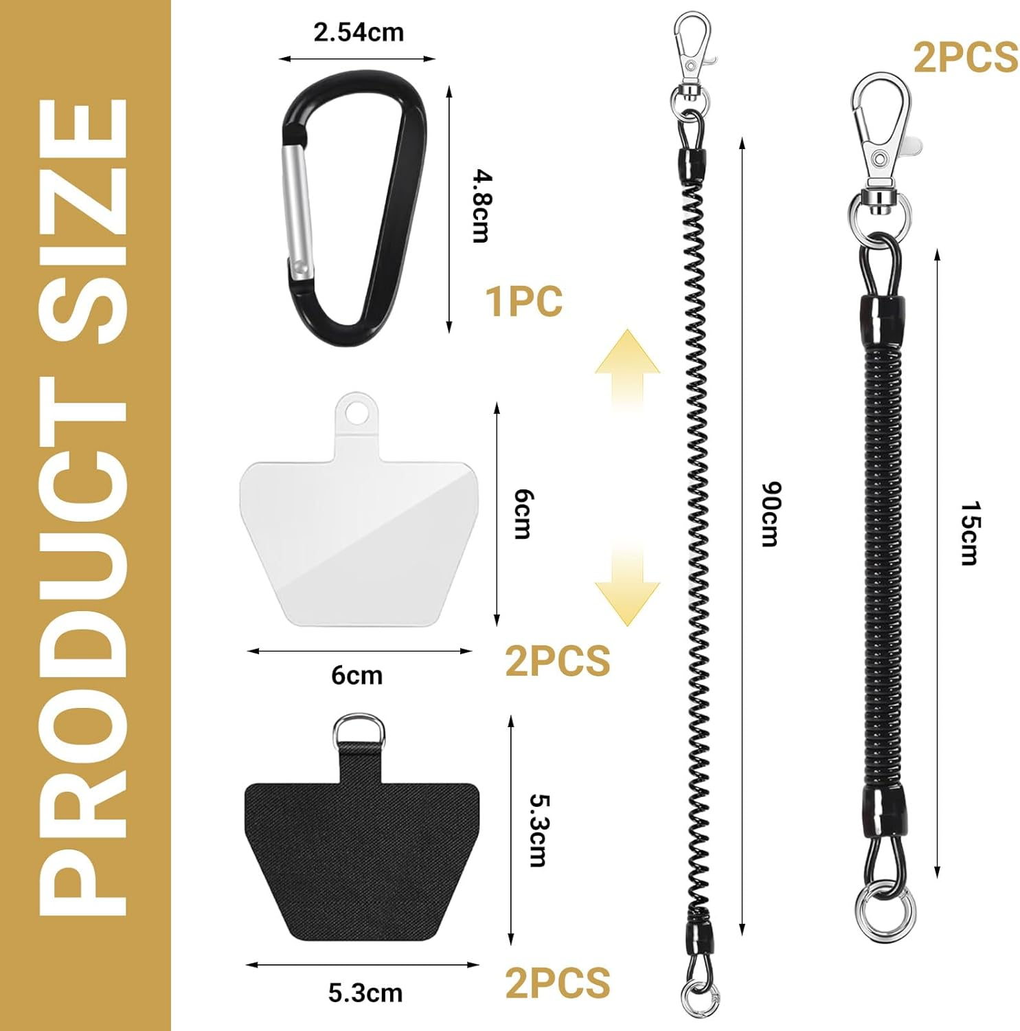 Lunarcharm 2 Pack Phone Lanyard Anti-Theft Strap Coiled Cord for Outdoor Hiking and Climbing for Most Smartphones (Black + Black) image number 2