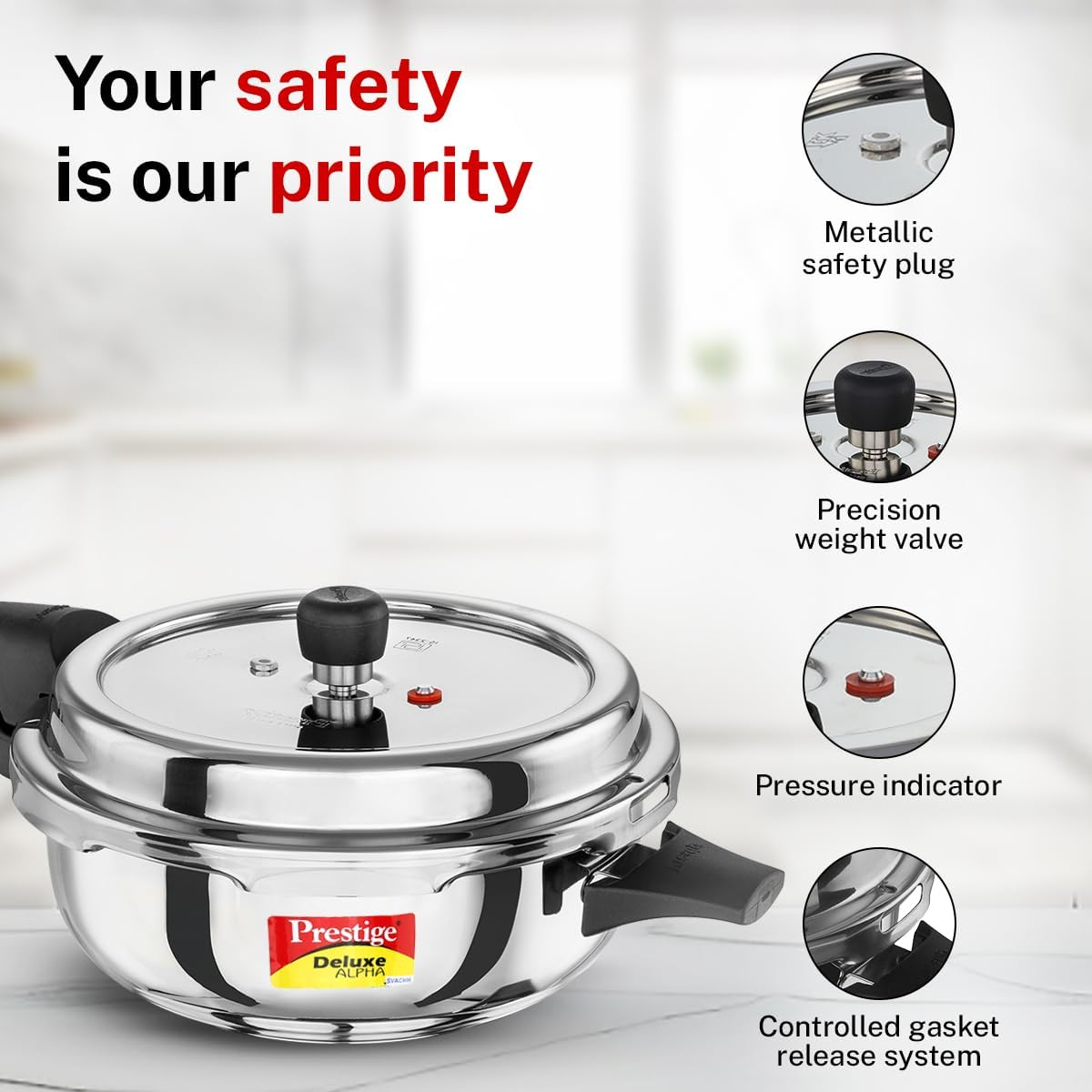 Prestige PRASVSP PRESSURE COOKER, Senior Pan 4L, SILVER image number 3