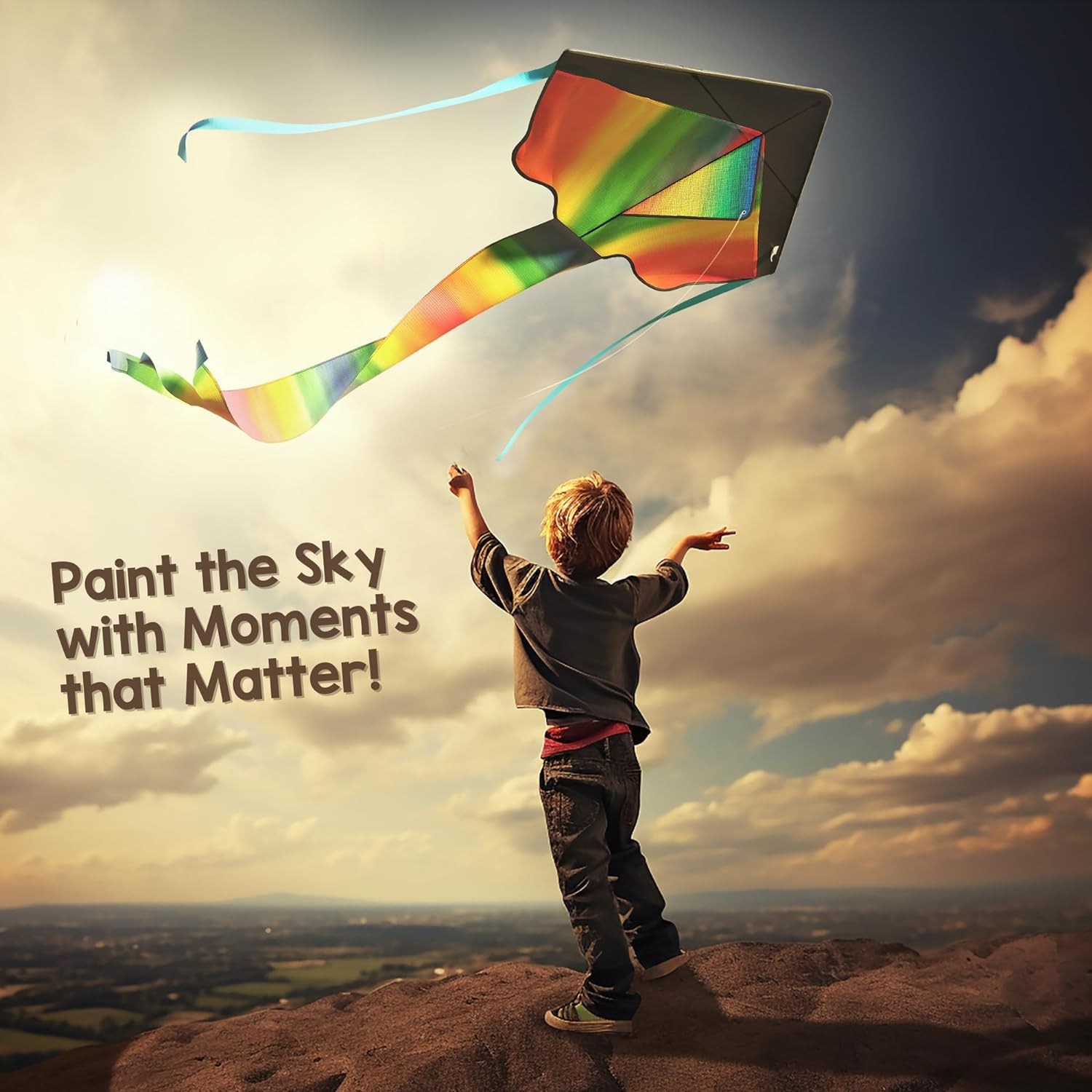 42-Inch Rainbow Kites for Kids, Kites for Adults Classic Beginner Kite, Outdoor Games for Adults and Family, Educational Toys for Kids, Kites and Flight Toys Party Favour Kids image number 5