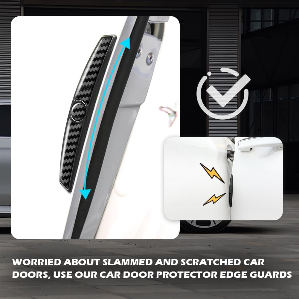 4PCS Carbon Fiber Car Door Protector Edge Guards,Thicker Door Guard for Cars Provides Impact and Anti-Scratch Protection,Universal Self-Adhesive Doors Protectors for Vehicles image number 3