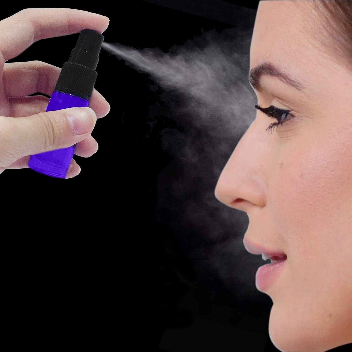 Jamhoodirect 8Pcs 5Ml Empty Glass Spray Bottles with Black Fine Mist Sprayers,Travel Perfume Atomiser Refillable Mini Portable Container Include 2 Droppers for Essential Oils or Night Out Fragrance, Blue, Green, Rose Red, Purple, 5ML image number 1