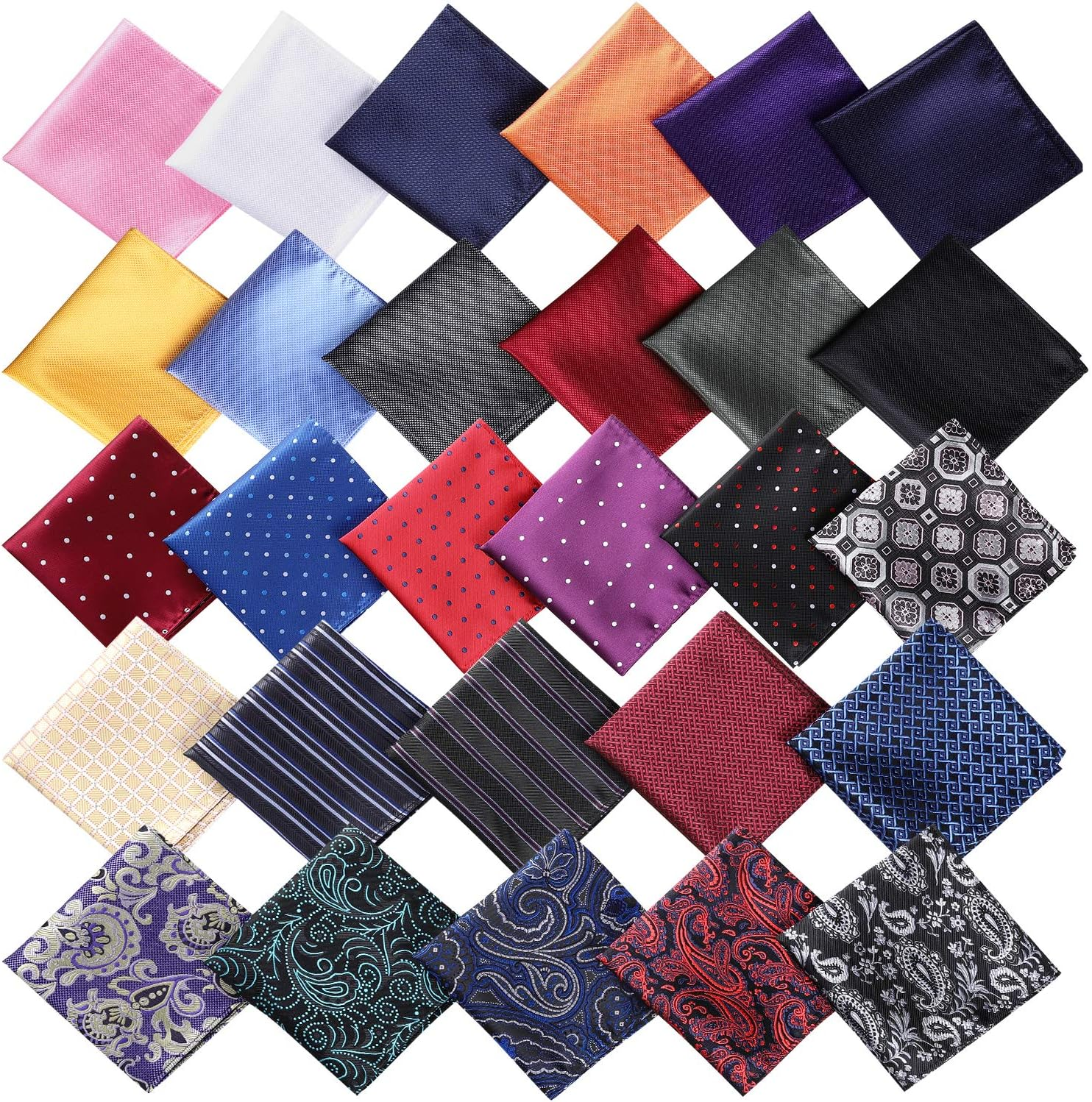 28 Pack Pocket Squares for Men Men'S Handkerchief Mens Pocket Squares Set Assorted Colors with a Holder, Multicoloured, Medium image number 4