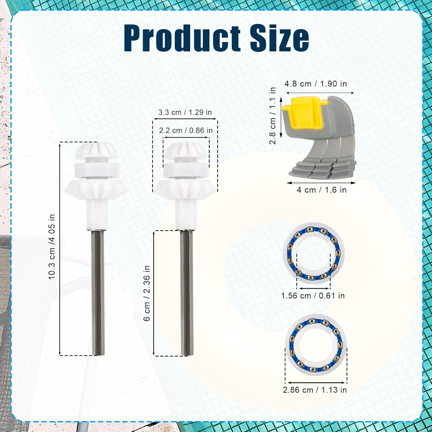 Pool Cleaner Drive Shaft & Scrubbing Brush Kit for Zodiac MX6 MX8 MX6 Elite MX8 Elite, Replacement Parts Set Includes Engine Wheel Bearing & Cyclonic Brushes image number 6