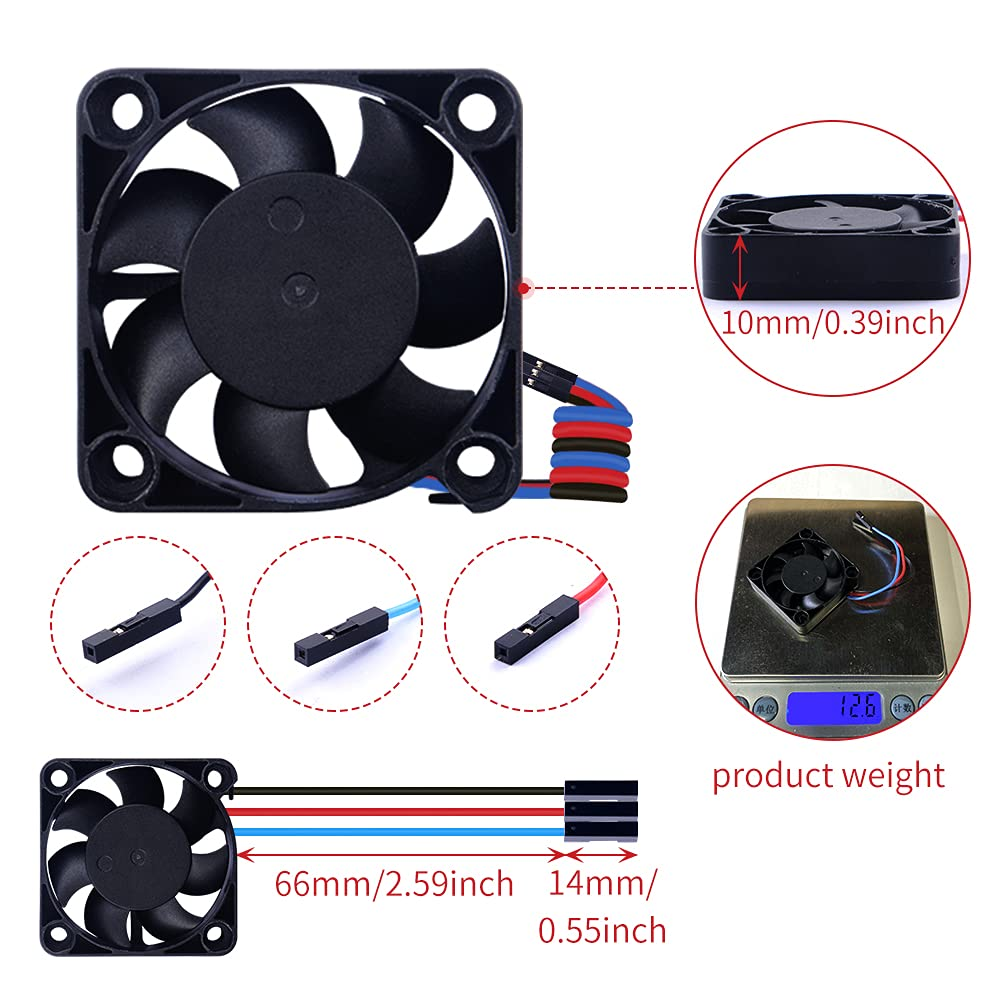Geeekpi 2PCS PWM Controllable Quiet 4010 Fan 40X40X10Mm DC 5V for Raspberry Pi 4, 3 B+, Pi 3 (Black) image number 1