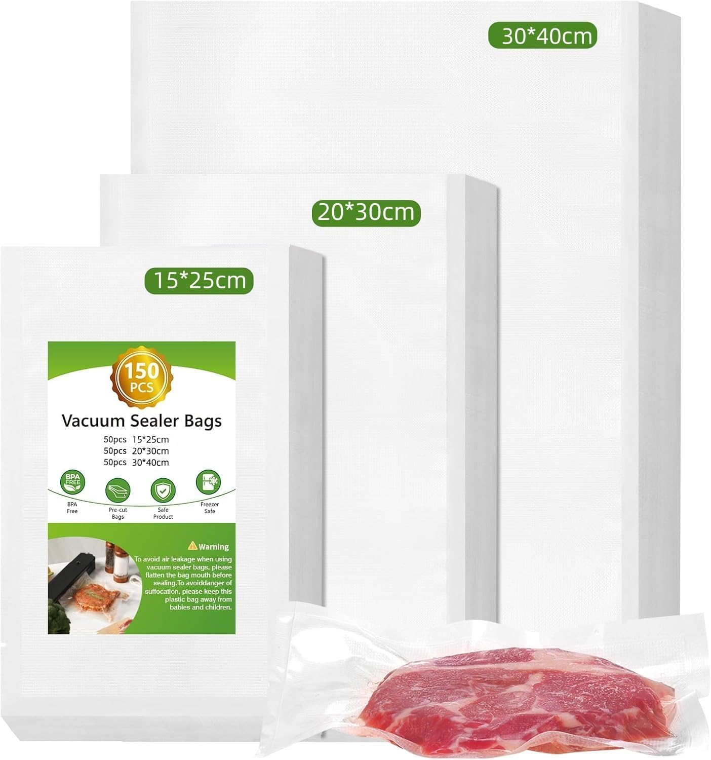 150 PCS Preservation Bags, Textured Food Storage, Meal Prep or Sous Vide Seal a Meal, Acuum Freezer Storage Bag Thick Embossed Upgrade Seal Precut image number 5