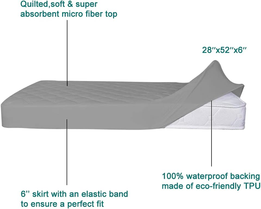 Yoofoss Waterproof Crib Mattress Protector, Quilted Fitted Crib Mattress Pad, Ultra Soft Breathable Toddler Mattress Protector Baby Crib Mattress Cover Breathable and Hypoallergenic (28''X52'') image number 3